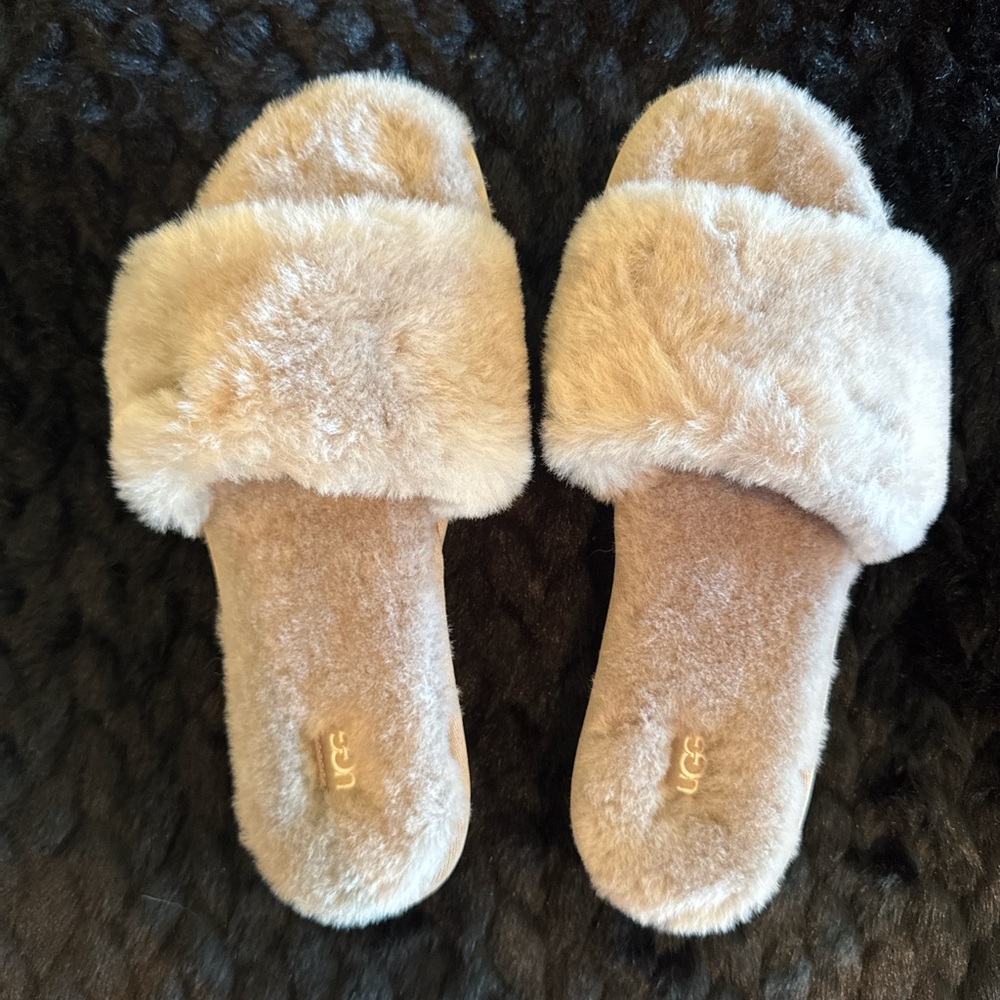 UGG Plush Cream Slippers